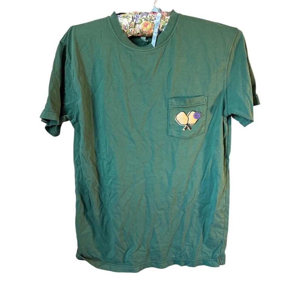 Cotton Heritage Pickleball Logo Green Pocket Tee Medium